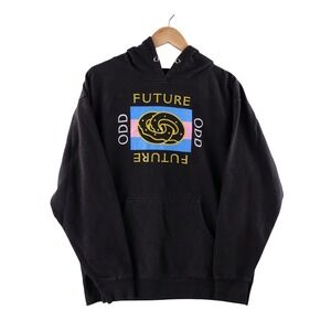 Odd‎ Future Hoodie Black Graphic Print Logo Hooded Sweatshirt Men's Size L Y2K